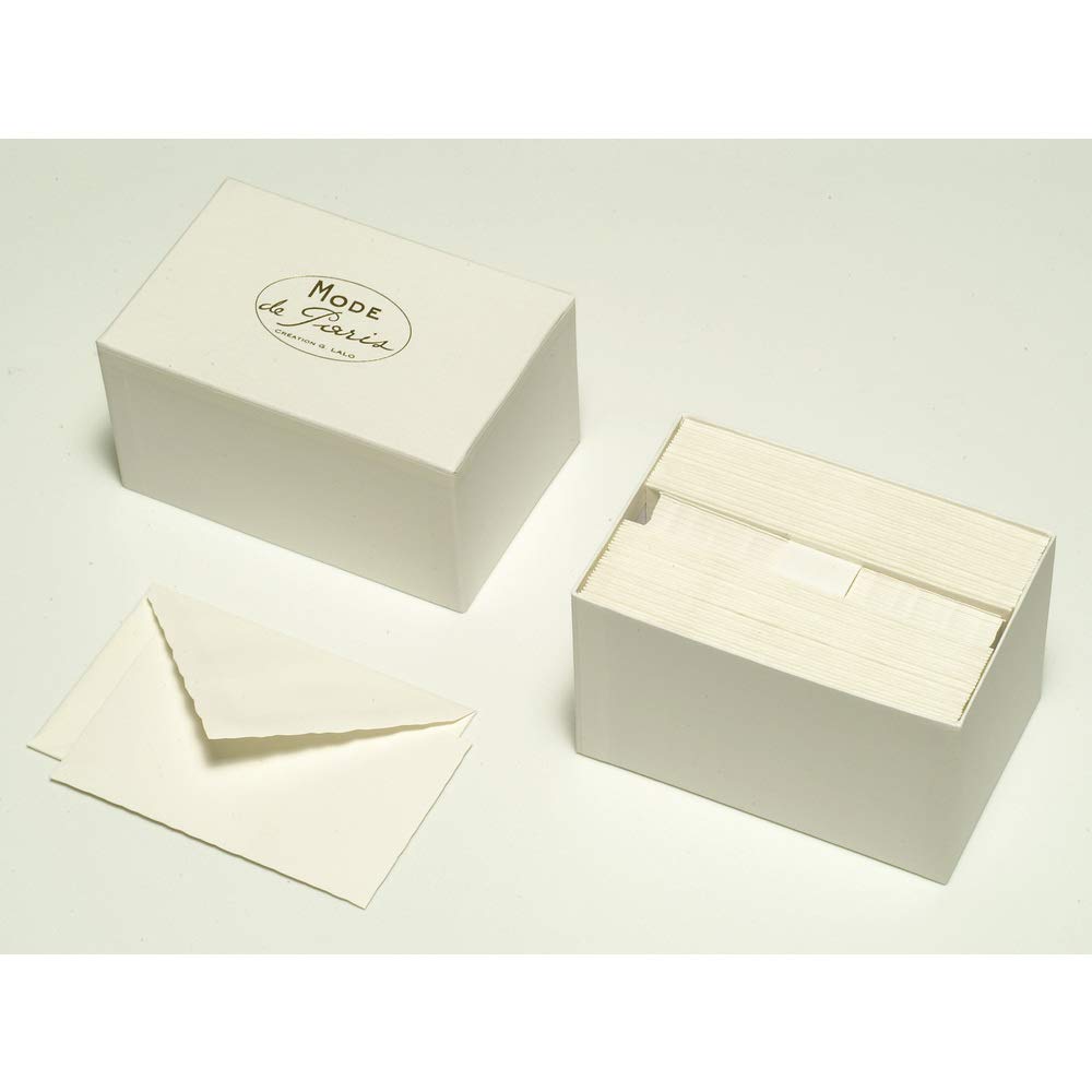 Lalo 92300L - A "Mode de Paris" box set including 30 single cards 9.7x15.2 cm 300g and 30 gummed lined envelopes with serrated edges 10x15.8 cm, White — image 1