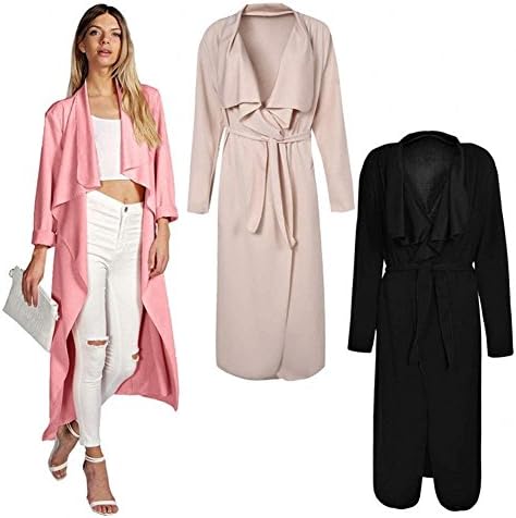 Doreen Ladies Long Sleeve Duster Jacket Belted Trench Coat Long Top