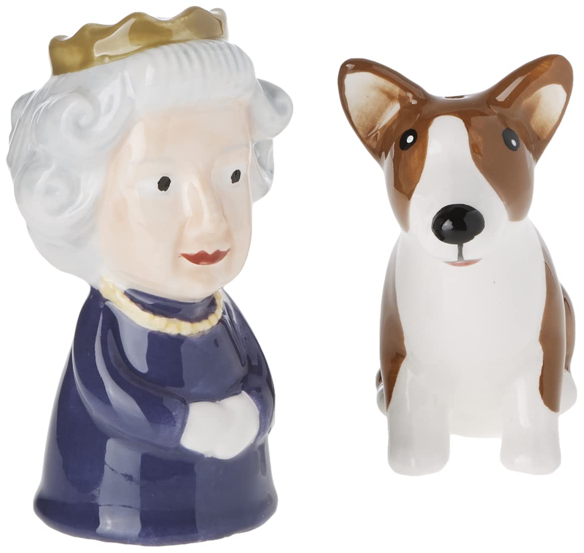 Photo 1 of Abbott Collection 27-KITSCH-303 Queen and Corgi Salt and Pepper Shaker Set, Purple/Brown, 3.5" H