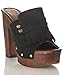 Nature Breeze Women's Faux Suede Platform Clog Chunky Block Heel Open Toe Fringe Sandals