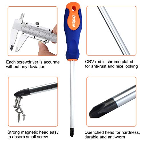 Strong Screwdriver Set 10 Pcs,ENEACRO Phillips and Slotted Strenthen Hardness CrV Rod