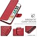 TUCCH iPhone SE Wallet Case, iPhone 5s Case, Premium PU Leather Flip Case Card Slot, Stand Holder Magnetic Closure [TPU Shockproof Interior Protective Case] Compatible iPhone SE / 5s / 5, Red