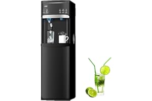 IKT Self-Cleaning Bottom Loading Hot and Cold Water Dispenser with Ice Maker for 5 Gallon Bottle 22lbs Daily Capacity Empty Bottle Alert Black
