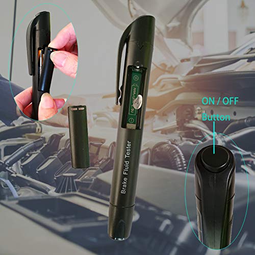 Brake Fluid Tester Pen, eOUTIL Hydraulic Fluid/Liquid/Oil Moisture Analyzer with 5 LED Indicators, Auto Brake Diagnostic Testing Tool for DOT3 DOT4 Brake Fluid (Black2)