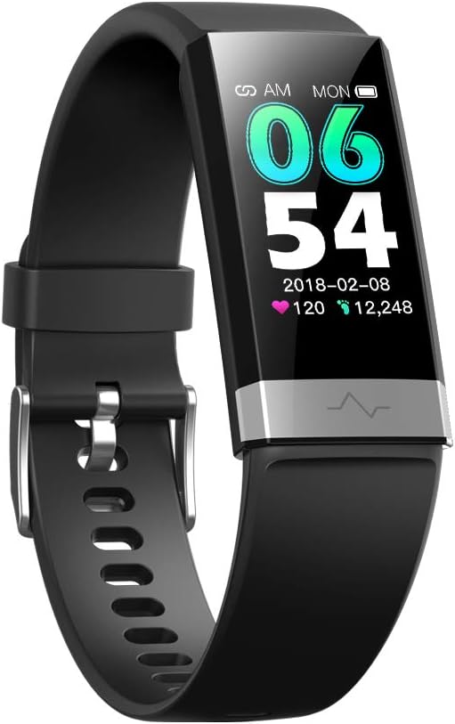 V19 HR ECG + PPG Dual Heart Rate Monitor Fitness Activity Tracker Health Smart Watch with HRV SpO2 Blood Oxygen & Pressure Sleep Monitor IP68 Waterproof HD IPS Color Screen Long Battery Life (Black)