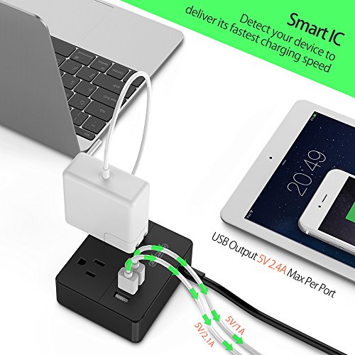 image for NTONPOWER Travel Power Strip 3 USB Ports 2 Outlets 3.3 ft Power Cord w