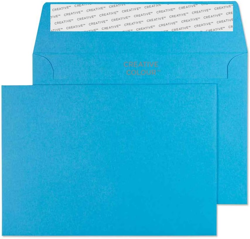 BlakeCreative Colour C6 114 x 162 mm 120 gsm Peel and Seal Wallet Envelopes (15110) Caribbean Blue - Pack of 25The Forest Stewardship Council