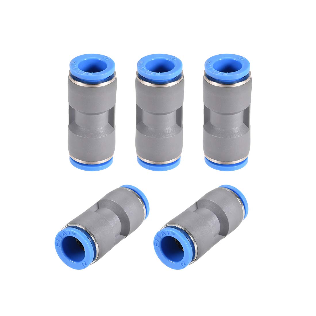 sourcing map Straight Push Connectors 12mm Quick Release Pneumatic Connector Plastic Union Pipe Tube Fitting Grey 5Pcs