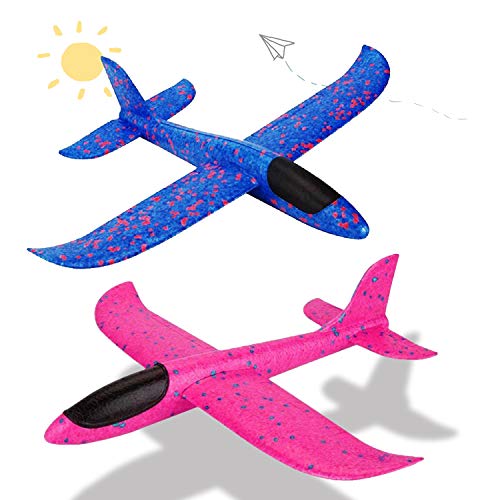 LOFEE Gift for 3 4 5 Year Old Boy-Girl, Throwing Airplane Toy for Boy 6 7 8 Year Old Birthday Present for Boy Age 5 6 7 8-2 Pack Red & Bule - Thumbnail 7