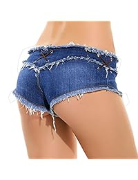 Romanstii Mini Pantalones Cortos Mezclilla Elásticos Cortar Bajo Levanta Cintura Sexy Micro Jeans Pantalones Calientes Para dama Niñas Adolescentes ...