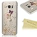 Galaxy S7 Edge Case (NOT for S7) - Mavis's Diary 3D Handmade Bling Crystal Lovely Butterfly Flowers with Shiny Sparkle Rhinestone Diamonds Design Clear Hard PC Cover for Samsung Galaxy S7 Edge