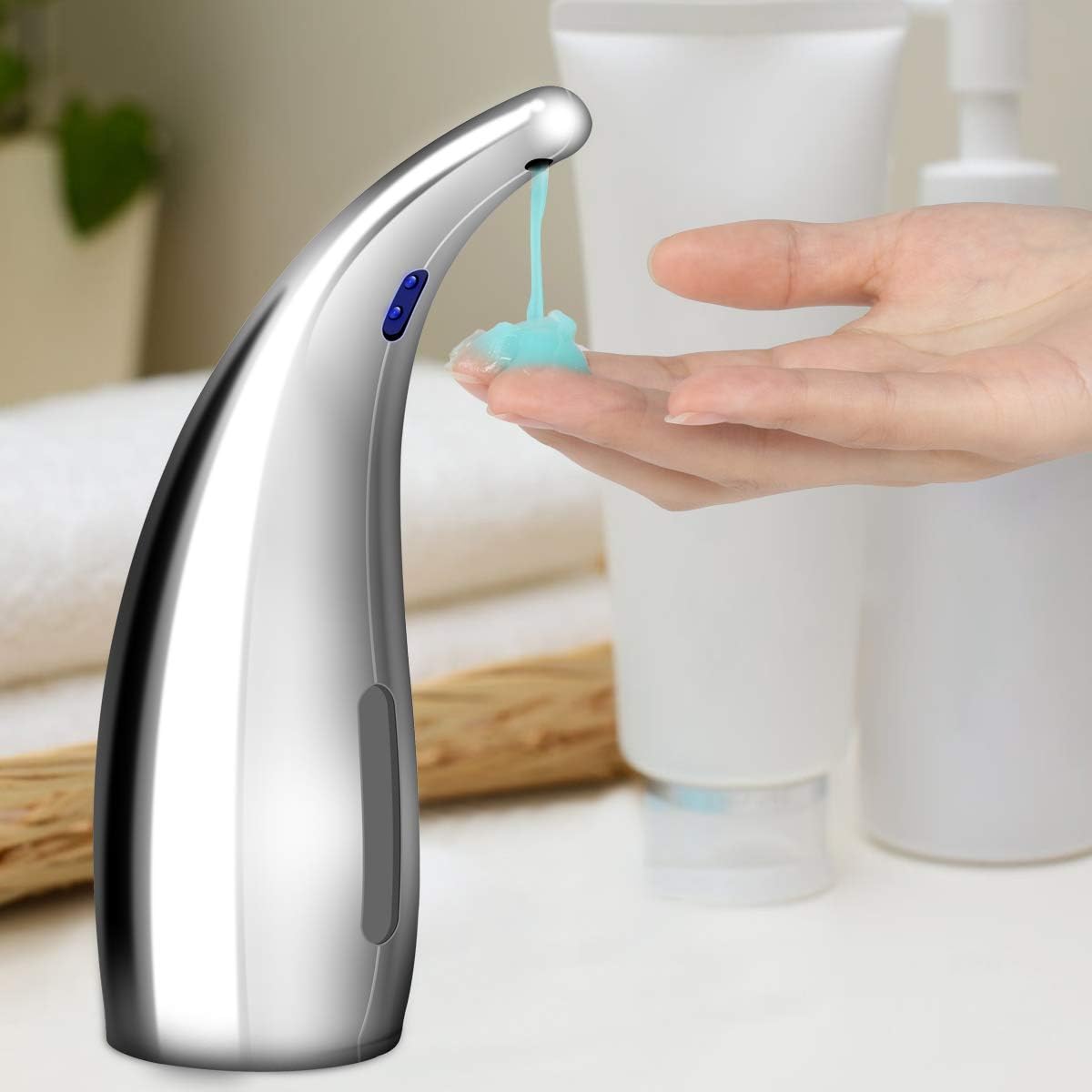 Soap Dispenser, Touchless Automatic Soap Dispenser, Infrared Motion Sensor Dish Liquid Hands Free Auto Hand Soap Dispenser for Baby and Family,Upgraded Waterproof Base 10.25 oz [2018 Newest](Silver)