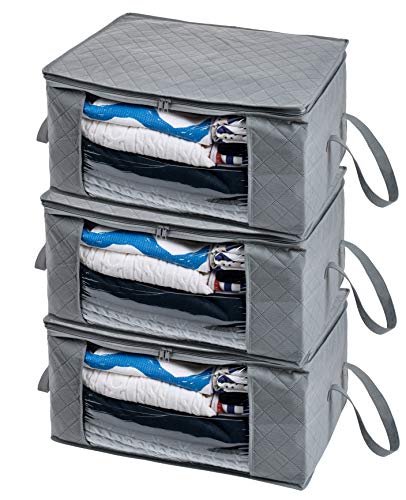 Woffit Foldable Storage Bag Organizers, Large Clear Window & Carry Handles, Great for Clothes, Blankets, Towels, Winter & Summer Clothing, Closets, Bedrooms, Under Bed & More (Extra Large) - Thumbnail 7