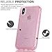 BAISRKE Clear Glitter Case for iPhone Xs MAX, Hybrid Heavy Duty Protection Case Hard Plastic & Soft TPU Sturdy Shockproof Armor High Impact Resistant Cover for iPhone Xs MAX [Pink Glitter]