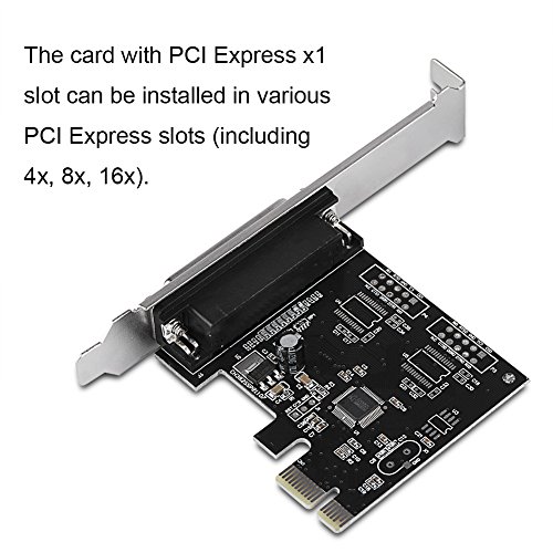 Richer-R PCI-E Parallel Adapter, PCI-E PCI-Express to 1 Port DB25 LPT Parallel Printer Converter Adapter 12CM High Profile for Windows 8/7 / Vista/XP / 2000 / Server 2003-2008 32/64-bit, Linux & M