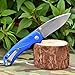 TANGRAM Folding Pocket Knife 2.89 Inch,Button Lock and Manual Opening, JPN Acuto Drop-Point Sharp Blade and Ultra Light Aluminum Handle,3.3 oz (Blue) Vector TG3003A2