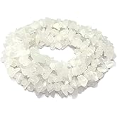 35 inches Chip Stone Loose Gemstones Beads Drilled Strand for Jewelry Making (White Jade)