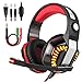 Gaming Headset, Beexcellent GM-2 Over-ear Stereo Bass Wired Hi-Fi Gaming Headphones USB&3.5mm Noise Reduction with Microphone & LED Light for Laptop, Xbox, PS4, PC, Computer-Red