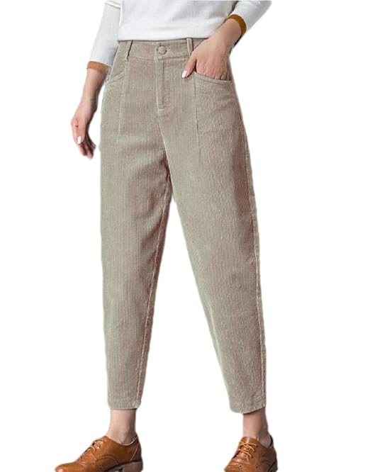 Sowtksl Pantalones De Pana Para Mujer Informales Comodos Con