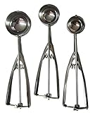 Ice Cream Scoop - 3 Piece Stainless Steel with Trigger Cookie - Melon Scoop Spoon Set Small - Medium - Large
