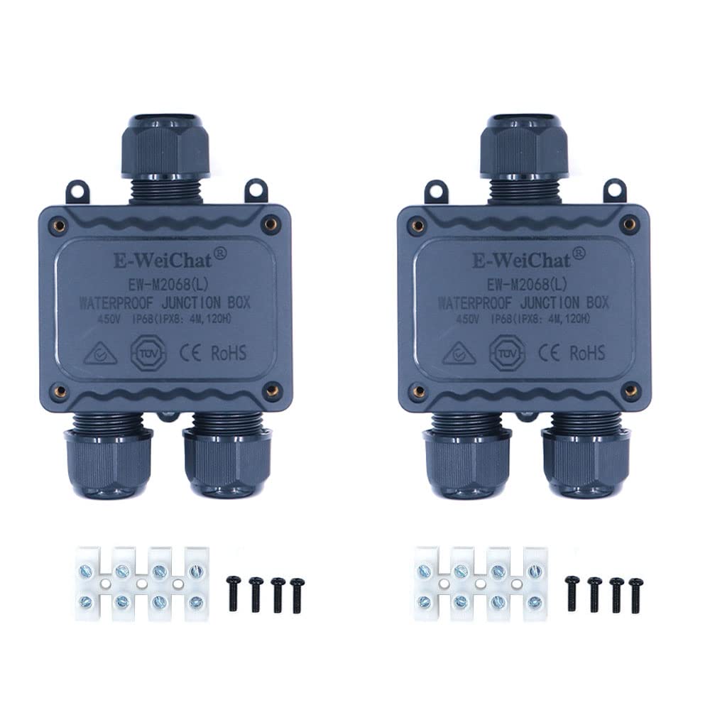 ZONADAH Pack of 2 3-Way Y-Type IP68 Waterproof Electrical Cable Wire Connector Junction Box 450V 41A 4M Depth 10-14mm Outdoor Garden Lighting Wiring