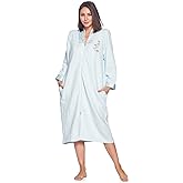 Casual Nights Women's Floral Quilted Long Sleeve Zip Up House Dress Robe