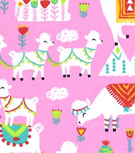 Flannel Festive Llamas on Pink Fabric