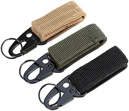 3 Pack - Tactical D Ring Backpack Belt Carabiner Clips for Hiking Camping EDC (Olive/Black/Sand)
