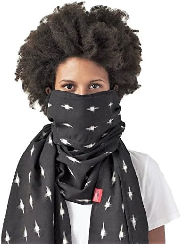 Scough Pollution Protection Scarf Filter Mask with Activated Carbon Filter Protectant - MADE IN THE USA Maximum protection against dust, pollutants, ash, allergens and germs - Ikat (Black)