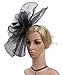 Urban CoCo Women's Elegant Flower Feather and Veil Fascinator Cocktail Party Hair Clip Hat (# 5 Black)