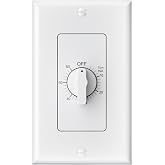 BN-LINK Bathroom Fan Timer Switch for Lights Exhaust Fan Heater, No Neutral | 60 Min Spring Wound Countdown Light Switch Timer Mechanical Timer Switch with 1 Minute Intervals, Auto Shut Off, 20A 1HP, ETL