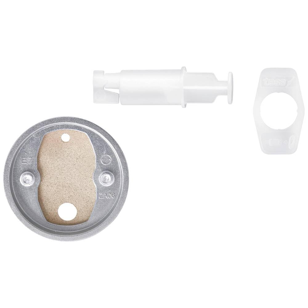 tesa Replacement Adapter Set BK20 - 1 x Self-Adhesive, Drill-free Adapter with Power.Kit Technology for Bathroom Accessories - With Copper Zamak Ring and Tube Glue - Ø 41 mm x 8 mm