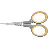 Westcott 4" Embroidery Scissors with Titanium-Bonded Blades, for Crafting, Sewing &amp; More, Gray/Yellow
