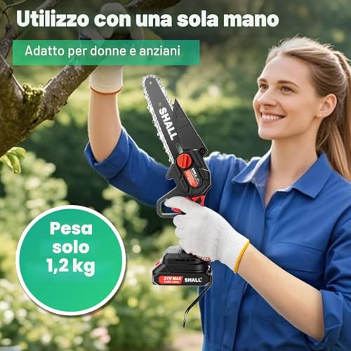 SHALL Portable Mini Chainsaw.Brushless Motor.2 x Quick Charge Batteries, 4 x Cutting Chains, 6" Cordless Mini Chainsaw Kit