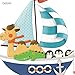 DECOWALL DAT-1506 Animal Ships and 3 Biplanes Kids Wall Stickers Wall Decals Peel and Stick Removable Wall Stickers for Kids Nursery Bedroom Living Room décor