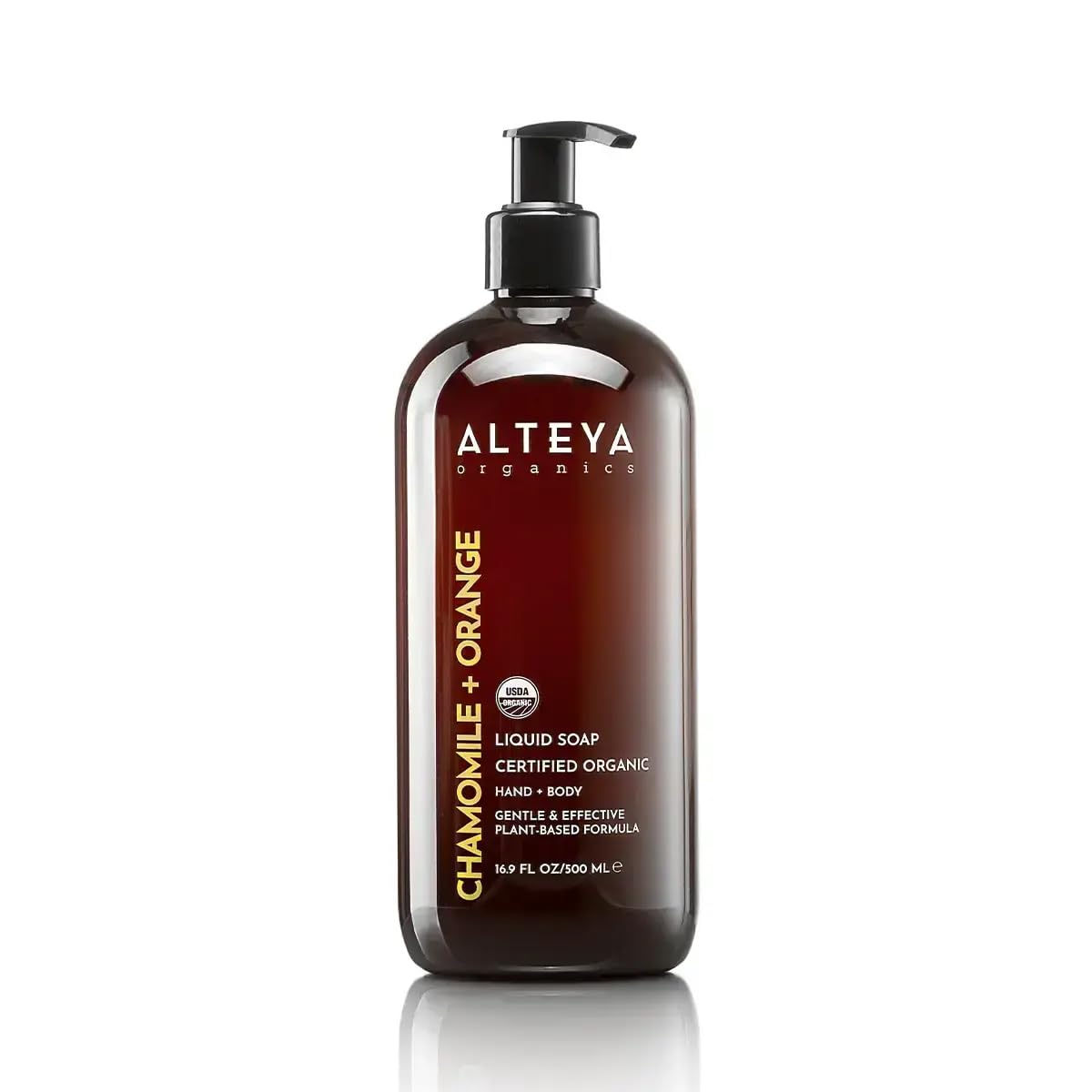 Alteya Organic Chamomile & Orange Liquid Soap 500ml – USDA Certified Organic product - Gentle Hydrating Hand & Body Wash - Sulfate-Free, Vegan & Cruelty-Free