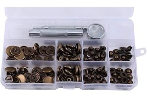DAN&DRE 30 Sets 15mm Antique Brass Snap Fasteners Snap Fastening Tool Set