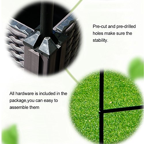 LeJoy Garden 2 Set Square Planter Boxes 15.7" Extra-Strength Plastic Coffee Matching Planter Box for Wide/High Metal Pergola Arbor