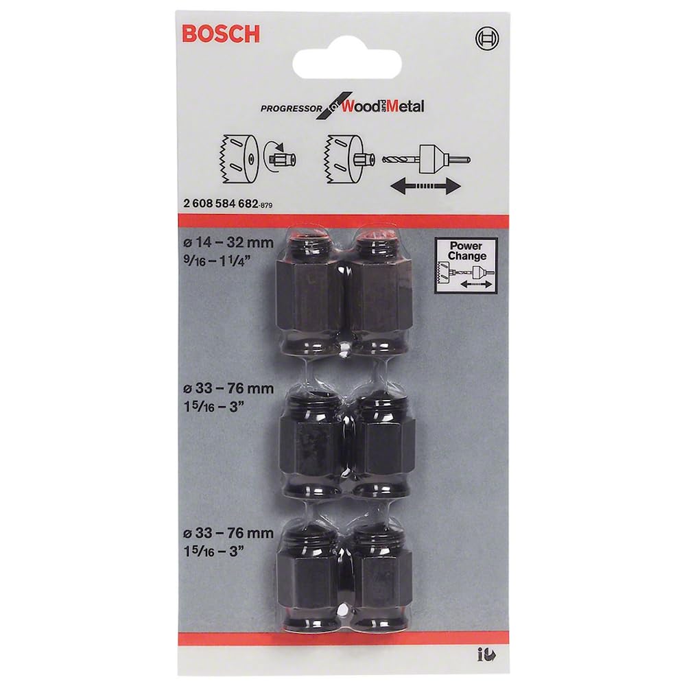 Bosch Professional 6 piece Transition Adapter Set (2 Adapters ร 14-30 mm, 4 Adapters ร 32-210 mm, Accessory Hole Saw)
