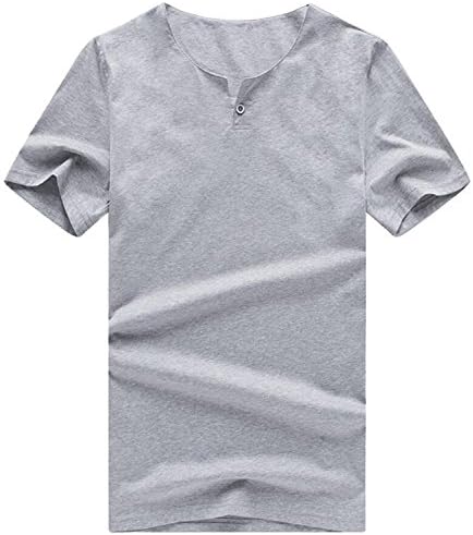 Barder Slim Men Stylish One Button Collarless T-Shirt Tees GrayUS X-Large Chic and Fresh