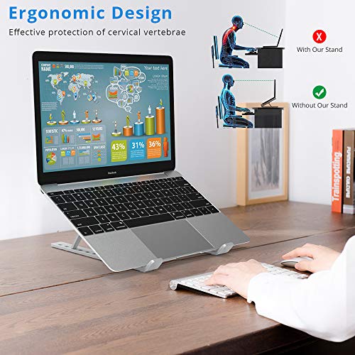Onvian Laptop Stand, Aluminum Adjustable Laptop Computer Stand Tablet Stand, Foldable Portable Desktop Holder, Fits up to 15.6 inch Laptop and All Tablets - Thumbnail 5