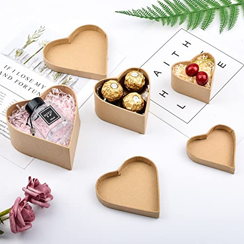 WANDIC Mini Paper Mache Boxes, 3Pcs Small, Palmsized HeartShaped
