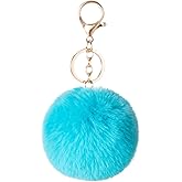 Pom Pom Keychains Colorful Faux Rabbit Fur Ball Keychain Car Key Ring Soft Plush Pompoms Handbag Keyring Charm