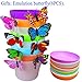 QUIET 8 Colors Cute Mini Colorful Plastic Flower Pots Planters with Saucers,Seedlings Flower &Seeds Germination & Succulent Plants Pots