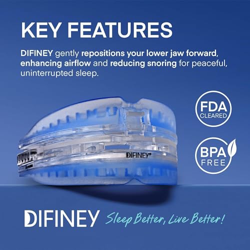 Difiney Anti Snoring Device: FDA-Cleared Anti Snoring Mouthpiece – Adjustable Snore Stopper Mouth Guard for Men & Women to Sleep Better – Reusable Nighttime Use with Storage Case