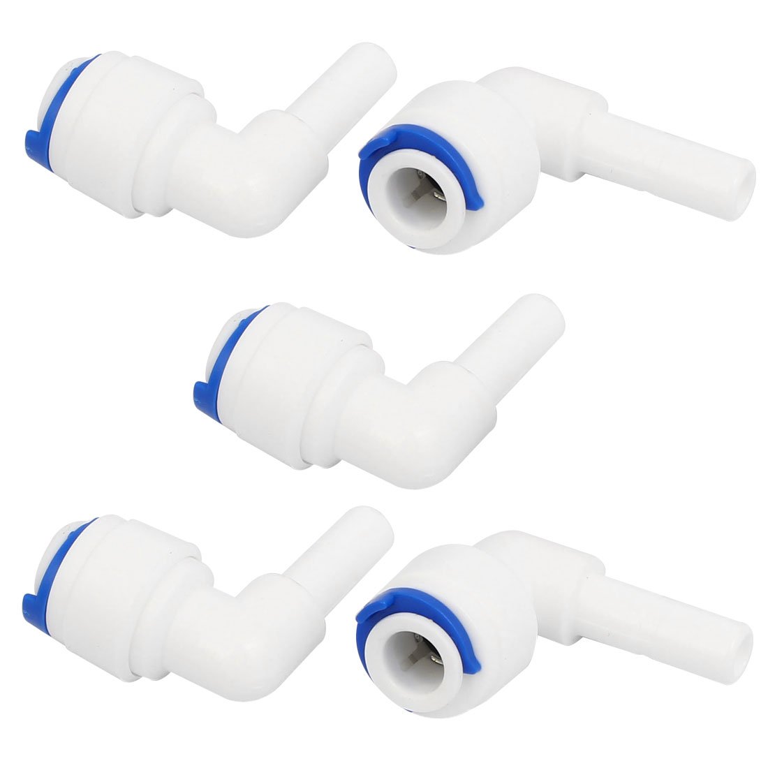 Sourcingmap Plastic 1/4-inch Hard Insert to 1/4-inch Tube Elbow Water Filter Quick Connector 5pcs