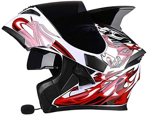 MTTKTTBD Modular Motorcycle Bluetooth Helmet,Flip Up Full Face Motorbike Helmet with Anti-fog Dual Visor,Adult Motocross Helmets Built-in Microphone for Automatic Answering,DOT Approved