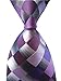 Secdtie Men's Classic Checks Purple Grey Jacquard Woven Silk Tie Necktie