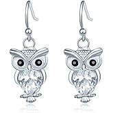 Daity Rhinestone Owl Dangle Earrings for Women Animal Owl Drop Earrings Boho Jewelry