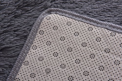 Living Room Bedroom Rugs, MBIGM Ultra Soft Modern Area Rugs Thick Shaggy Play Nursery Rug With Non-Slip Carpet Pad For Living Room Bedroom 4 Feet By 5.2 Feet, Grey